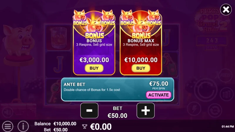 PiggyPop Grand Affair 2 - Feature Buy purchase screen